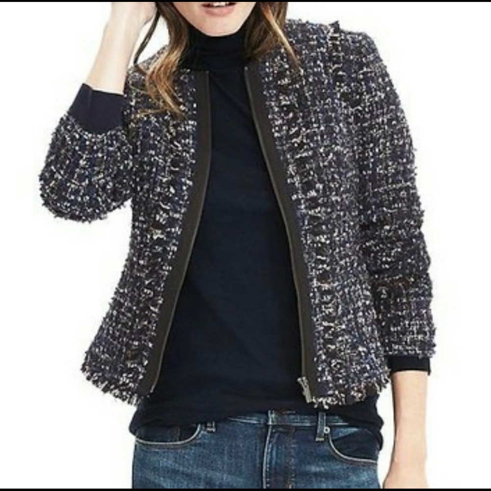 Navy tweed blazer